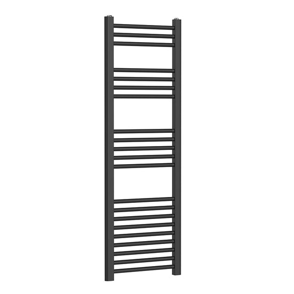 1200 x 400mm Black Flat Heated Towel Rail Radiator Central Heating
