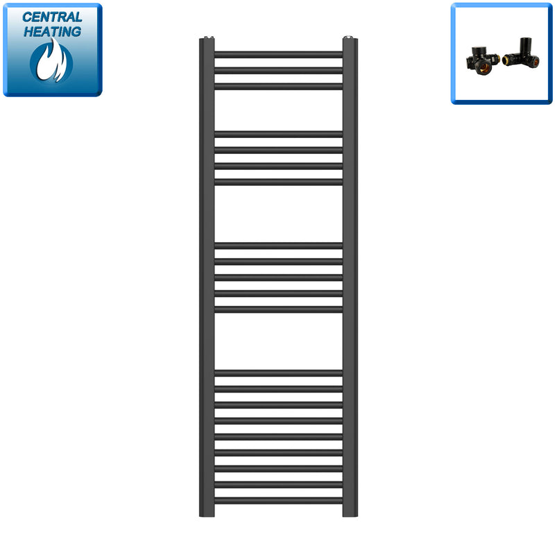 1200 x 400mm Black Flat Heated Towel Rail Radiator Central Heating