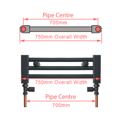 1200 mm High x 750 mm Wide Heated Straight Towel Rail Radiator Chrome