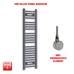 ER-Wifi Thermostatic / No Timer 1200 x 300 Flat Anthracite Pre-Filled Electric Heated Towel Rail HTR