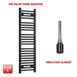 1200x300mm Flat Black Pre Filled Electric Towel Rail