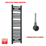 1200x300mm Flat Black Pre Filled Electric Towel Rail
