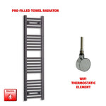 1200x300mm Flat Black Pre Filled Electric Towel Rail