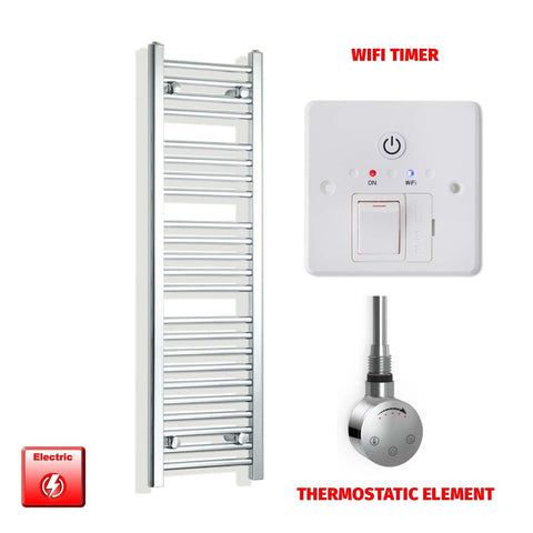 ER-Touch Thermostatic / Wifi Timer 1200 x  300 Pre-Filled Chrome Electric Heated Towel Rail Straight