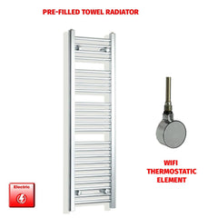 ER-Wifi Thermostatic / No Timer 1200 x 350 Pre-Filled Electric Heated Towel Radiator Straight Chrome