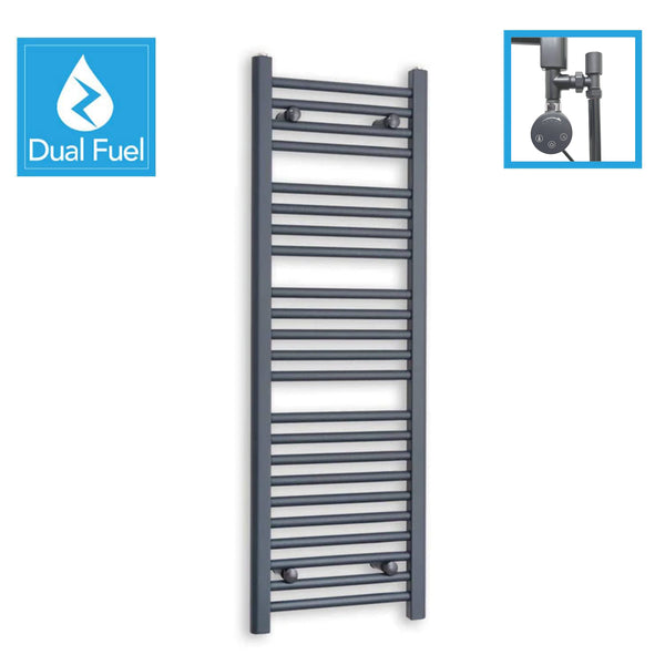 1200 x 400 Anthracite Dual Fuel Flat Heated Towel Rail Radiator