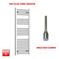 Flat / Single Heat / No Timer 1200 x 400 Chrome Electric Heated Towel Radiator Pre-Filled Straight