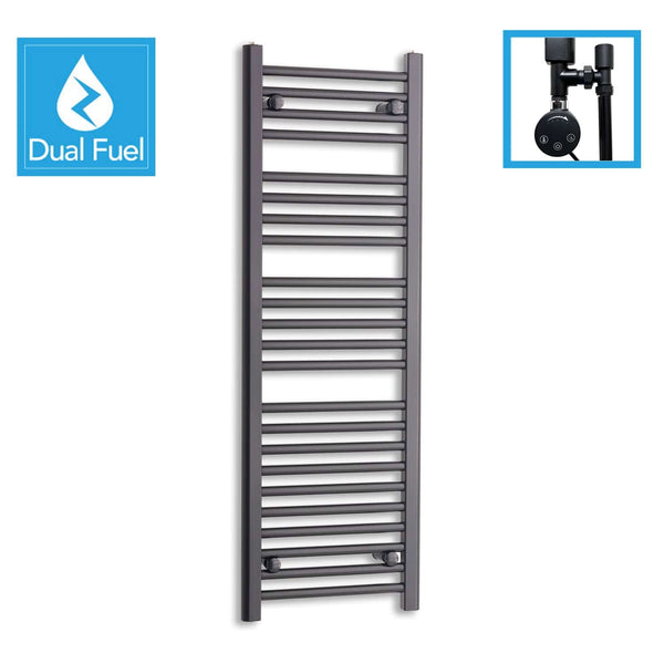 1200 x 400 Dual Fuel Flat Black Heated Towel Rail Radiator