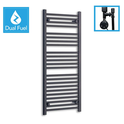 1200 x 450 Dual Fuel Flat Black Heated Towel Rail Radiator