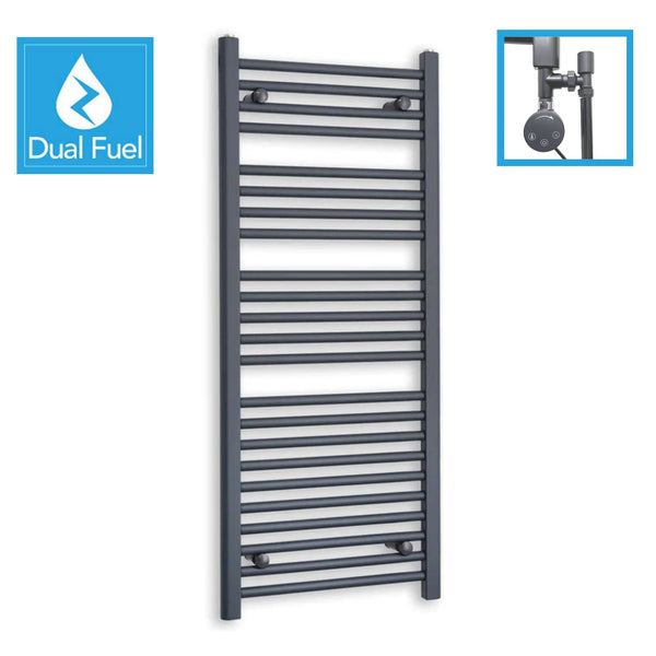 1200 x 500 Anthracite Dual Fuel Flat Heated Towel Rail Radiator