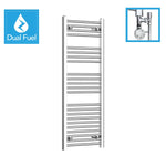 1200 x 500 Chrome Dual Fuel Flat Heated Towel Rail Radiator