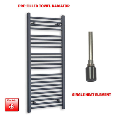 1200x500mm Flat Anthracite Pre Filled Electric Towel Rail