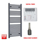 Single Heat / Digital Timer 1200 x 500 Flat Anthracite Pre-Filled Electric Heated Towel Rail HTR