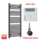 ER-Touch Thermostatic / Digital Timer 1200 x 500 Flat Black Pre-Filled Electric Heated Towel Radiator HTR