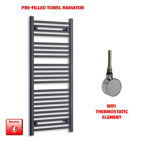 ER-Wifi Thermostatic / No Timer 1200 x 500 Flat Black Pre-Filled Electric Heated Towel Radiator HTR