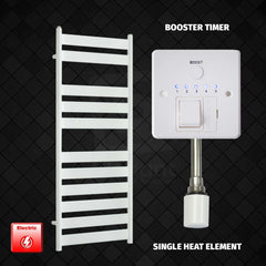 Single Heat / Booster Timer 1200 x 500 White Flat Panel Pre-Filled Electric Heated Towel Rail HTR