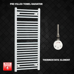 ER-Touch Thermostatic / No Timer 1200 x 500mm White Pre-Filled Electric Heated Towel Rail Radiator