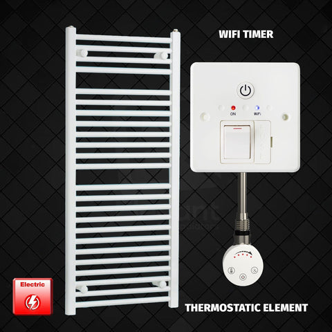 ER-Touch Thermostatic / Wifi Timer 1200 x 500mm White Pre-Filled Electric Heated Towel Rail Radiator