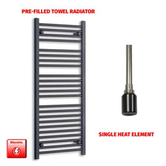 Single Heat / No Timer 1200 x 550 Flat Black Pre-Filled Electric Heated Towel Radiator HTR