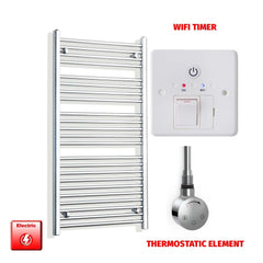 ER-Touch Thermostatic / Wifi Timer 1200 x 550 Pre-Filled Electric Heated Towel Radiator Chrome HTR