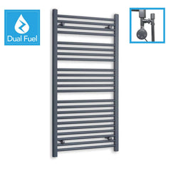 1200 x 600 Anthracite Dual Fuel Flat Heated Towel Rail Radiator
