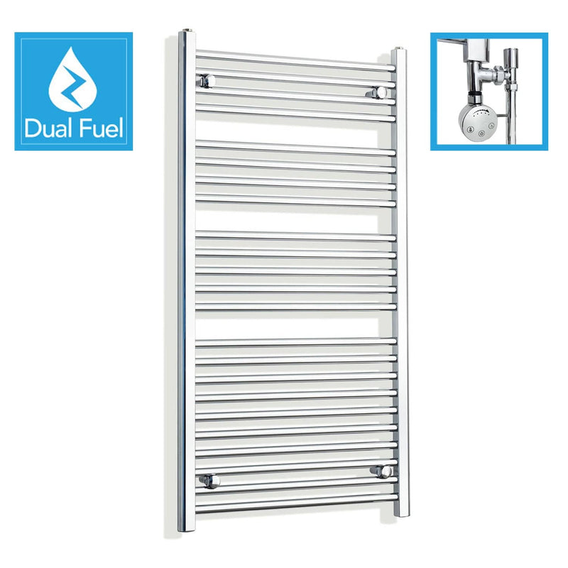 1200 x 600 Chrome Dual Fuel Flat Heated Towel Rail Radiator