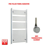 Flat / ER-Wifi Thermostatic / No Timer 1200 x 600 Chrome Pre-Filled Electric Towel Rail Bathroom Warmer