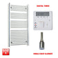 Flat / Single Heat / Digital Timer 1200 x 600 Chrome Pre-Filled Electric Towel Rail Bathroom Warmer