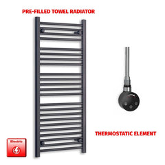 ER-Touch Thermostatic / No Timer 1200 x 600 Flat Black Pre-Filled Electric Heated Towel Radiator HTR