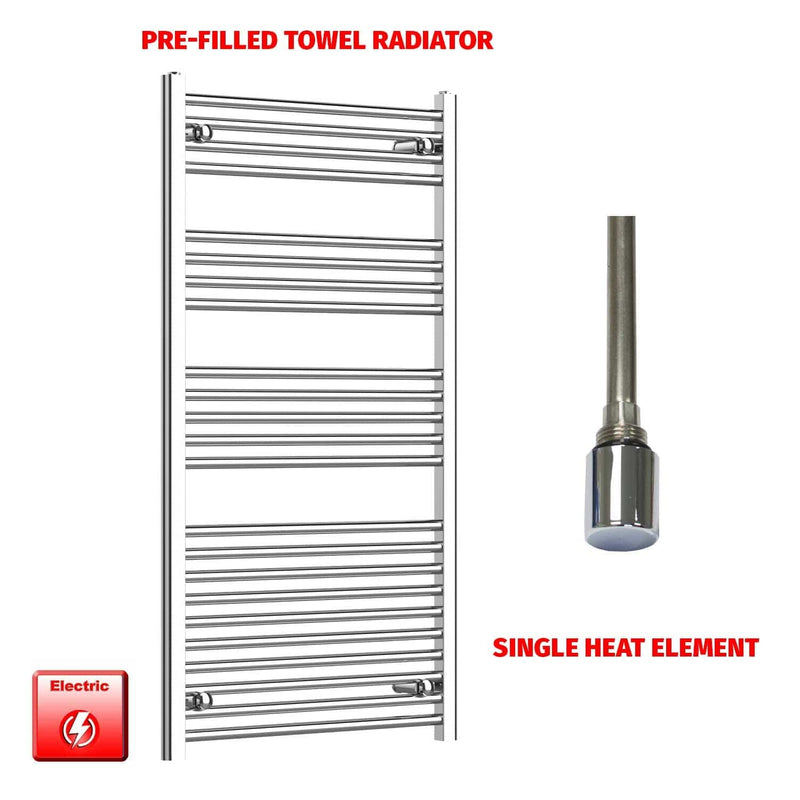 Single Heat / No Timer 1200 x 650 Pre-Filled Electric Heated Towel Radiator Chrome HTR