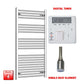 Single Heat / Digital Timer 1200 x 650 Pre-Filled Electric Heated Towel Radiator Chrome HTR