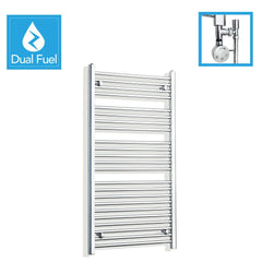 1200 x 700 Chrome Dual Fuel Flat Heated Towel Rail Radiator