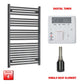 Single Heat / Digital Timer 1200 x 700 Flat Black Pre-Filled Electric Heated Towel Rail HTR