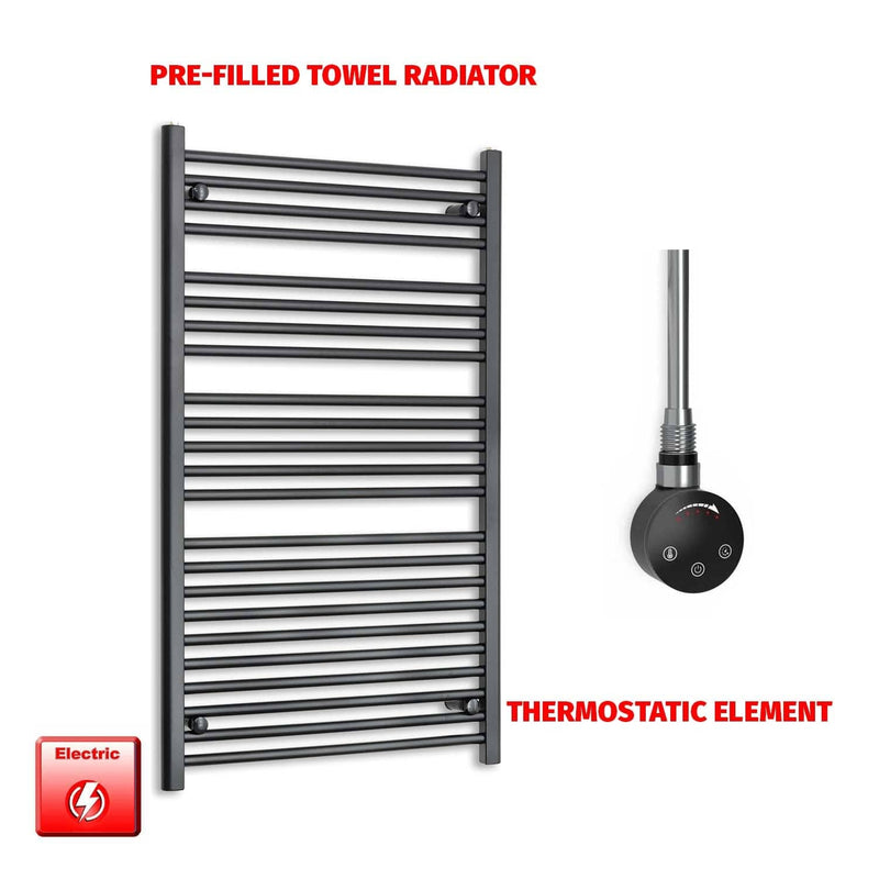 ER-Touch Thermostatic / No Timer 1200 x 700 Flat Black Pre-Filled Electric Heated Towel Rail HTR