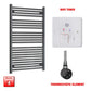 ER-Touch Thermostatic / Wifi Timer 1200 x 700 Flat Black Pre-Filled Electric Heated Towel Rail HTR