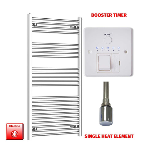 Flat / Single Heat / Booster Timer 1200 x 700 Pre-Filled Electric Heated Towel Radiator Chrome