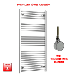 Flat / ER-Wifi Thermostatic / No Timer 1200 x 700 Pre-Filled Electric Heated Towel Radiator Chrome