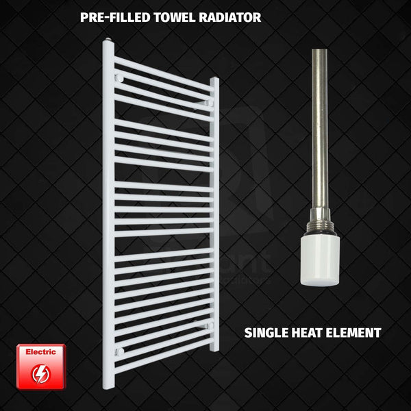 Single Heat / No Timer 1200 x 700 Pre-Filled Electric Heated Towel Rail Radiator White HTR