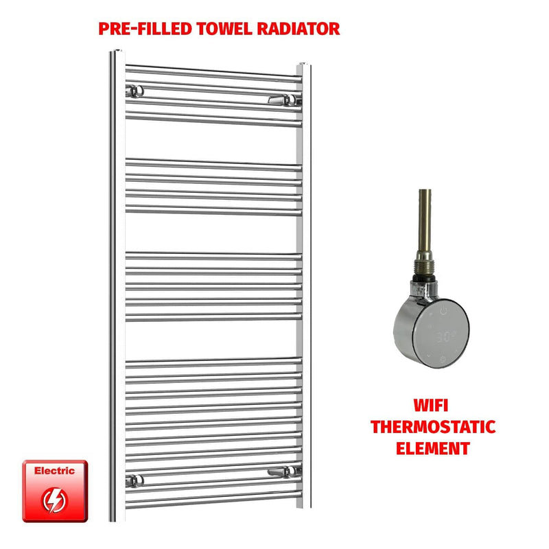 ER-Wifi Thermostatic / No Timer 1200 x 750 Pre-Filled Electric Heated Towel Radiator Flat Chrome