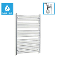 1200 x 850 Chrome Dual Fuel Flat Heated Towel Rail Radiator