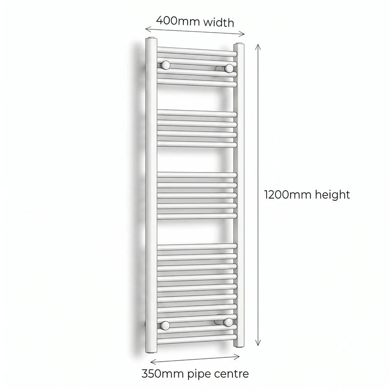 1200x400mm Towel Rail Radiator Flat White Central Heating - Elegant Radiators
