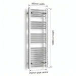 1200x500mm Heated Flat or Curved Towel Radiator Chrome - Elegant Radiators