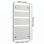 1200x550mm Heated Straight Towel Radiator Chrome - Elegant Radiators