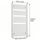 1200x750mm Towel Rail Radiator Flat White Central Heating - Elegant Radiators
