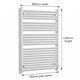 1200x800mm Towel Rail Radiator Flat White Central Heating - Elegant Radiators