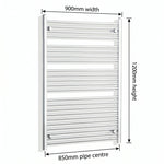 1200x900mm Heated Straight Towel Rail Radiator Chrome - Elegant Radiators