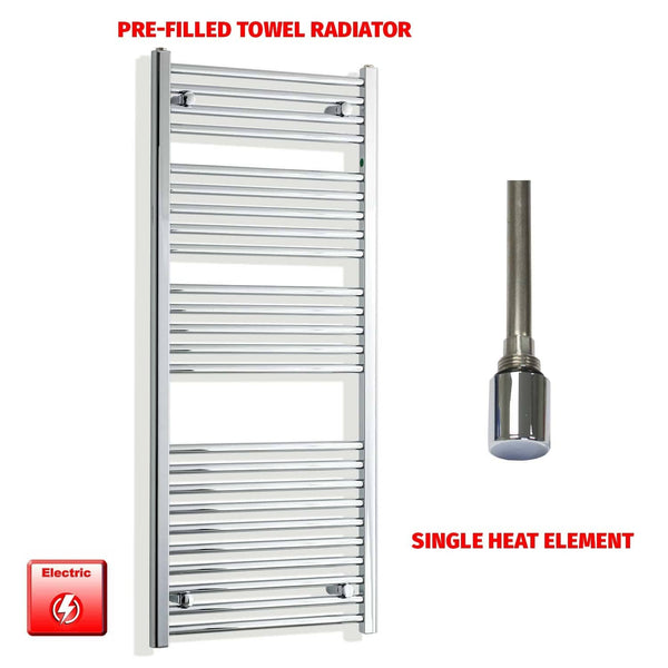 Single Heat / No Timer 1300 x 550 Pre-Filled Electric Heated Towel Radiator Chrome HTR