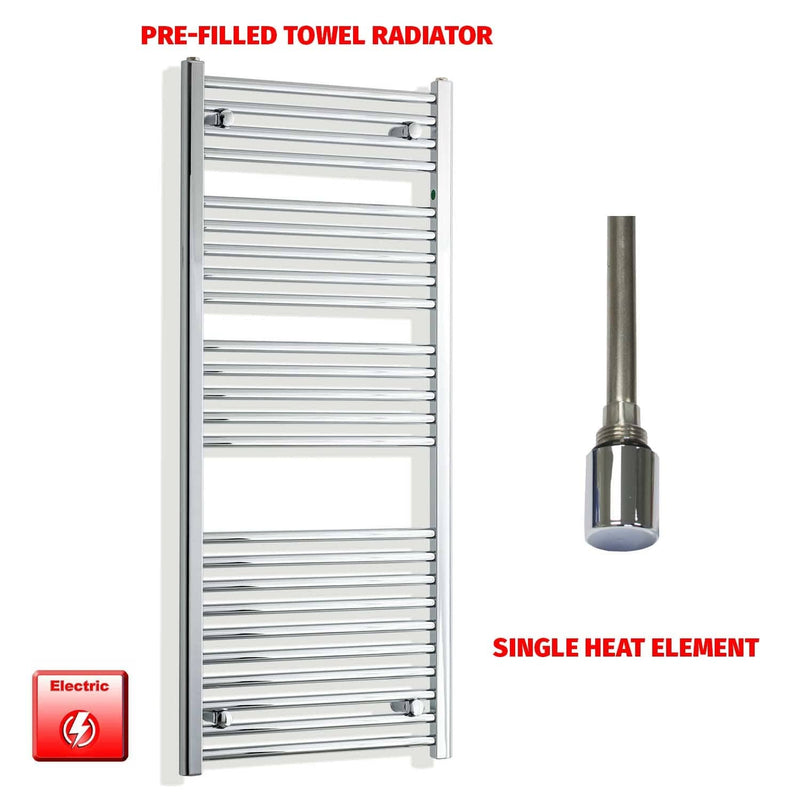 Single Heat / No Timer 1300 x 550 Pre-Filled Electric Heated Towel Radiator Chrome HTR