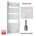 Single Heat / Booster Timer 1300 x 550 Pre-Filled Electric Heated Towel Radiator Chrome HTR