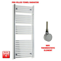 ER-Wifi Thermostatic / No Timer 1300 x 550 Pre-Filled Electric Heated Towel Radiator Chrome HTR